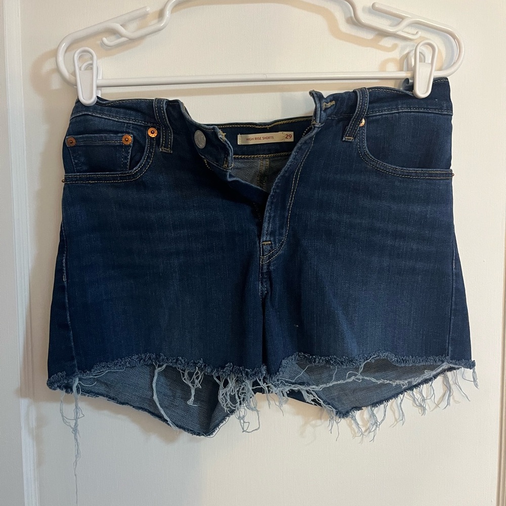 Dark Blue Denim Cutoff Shorts